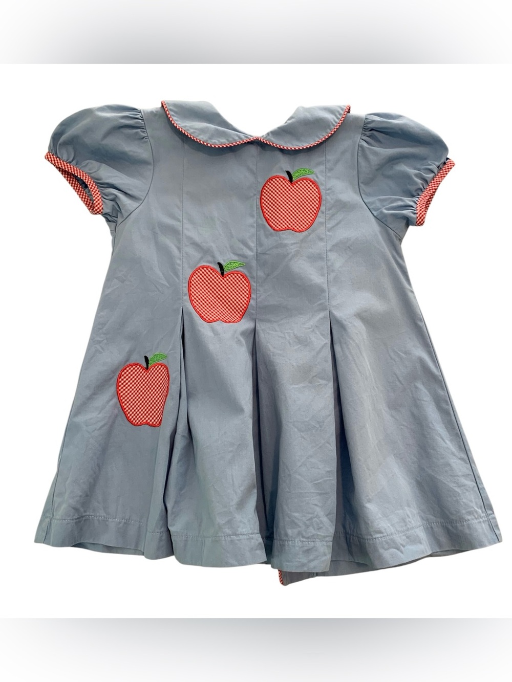 Blue Apple Appliqué Girls' Casual Dress